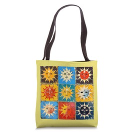 Vintage Sun Faces Art 70s Art Aesthetic Celestial Graphic Tote Bag