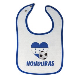 Toddler & Baby Bibs Burp Cloths Heart Flag Soccer Ball Honduran Soccer Honduras Football Cotton Baby Items for Baby Girl & Boy White Royal Blue Design Only