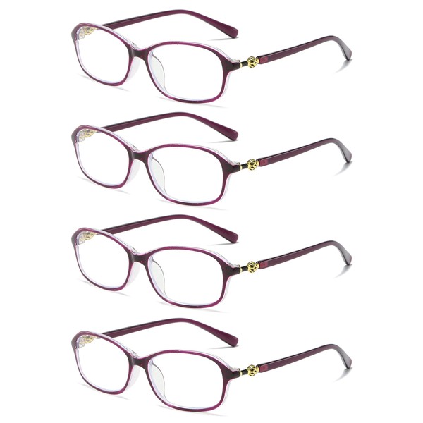 B&Q 4 Pairs Womens Oval Frame Blue Light Blocking Reading