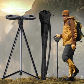Walking Cane with Seat 2-in-1 Foldable Walking Sticks Chair for Men Women Elderly Folding Camping Chair Portable Trekking Poles Aluminum Lightweight Travel Storage Bag for Adult Outdoor Hiking