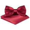 BomGuard Mens Bow Tie with Pocket Square - Dark Red