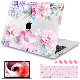 Mektron for MacBook Pro 16 inch Case 2020 2019 Release A2141, Soft Touch Plastic Laptop Case Pro 16-inch with Touch Bar & ID, Illustration Flower