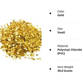 Confetti Glitter, 4000pcs 30g Plastic Stars Confetti Sparkly Sequins for Nail Art Decorations and Christmas Party Supplies, Gold