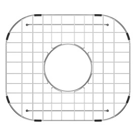 Sarlai Sink Protectors Grid, Stainless Steel Sink Grate for Bottom of Kitchen Sink, 13-5/8" x 11-3/5" with Centered Drain 304 Premium Stainless Steel Protector Grid Grate Rack