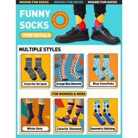 Funny Socks for Women Men Fun Cozy Crazy Cute Novelty Fashion Gift Breathable Cotton Boot Socks Stocking Stuffers（Striped - Diamond（12 Pairs）,L)