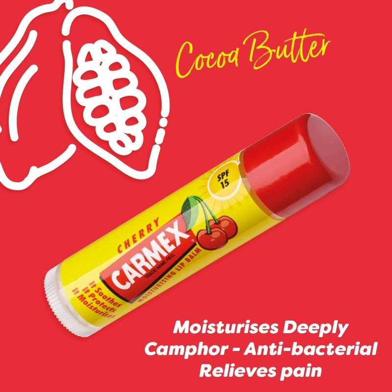 CARMEX Cherry Moisturising Lip Balm Click Stick for Soft, Protected