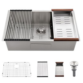 27 Inch Undermount Kitchen Sink -Bokaiya 27x19 Stainless Steel Undermount Kitchen Sink 18 Gauge Deep Single Bowl Kitchen Sink with Colander