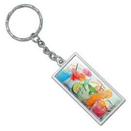 GRAPHICS & MORE Mixed Drinks Sunshine Summer Fun Happy Hour Tropical Beach Vacation Rectangle Chrome Plated Metal Keychain Key Chain