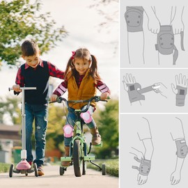 Mtlhbcg Children's Knee Pads, 6-in-1 Professional Knee Pads, Inline Skating Cycling Bicycle Rollerblading, Knee Pads Children with Wrist Guards, Protector Set Children