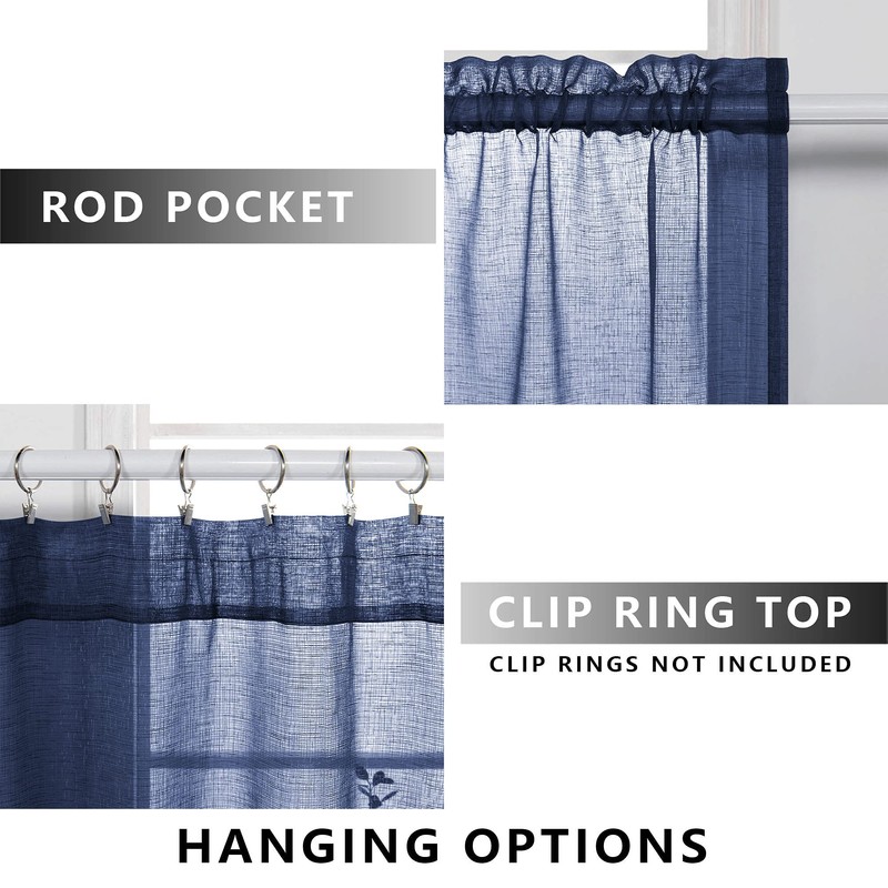 KOUFALL Short Curtains for Bathroom Window,Sheer Cafe Curtains for Kitchen