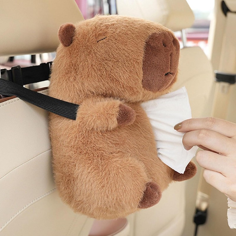 Yharnamite Plush Car Tissue Holder, Capybara Plush Car Tissue Paper