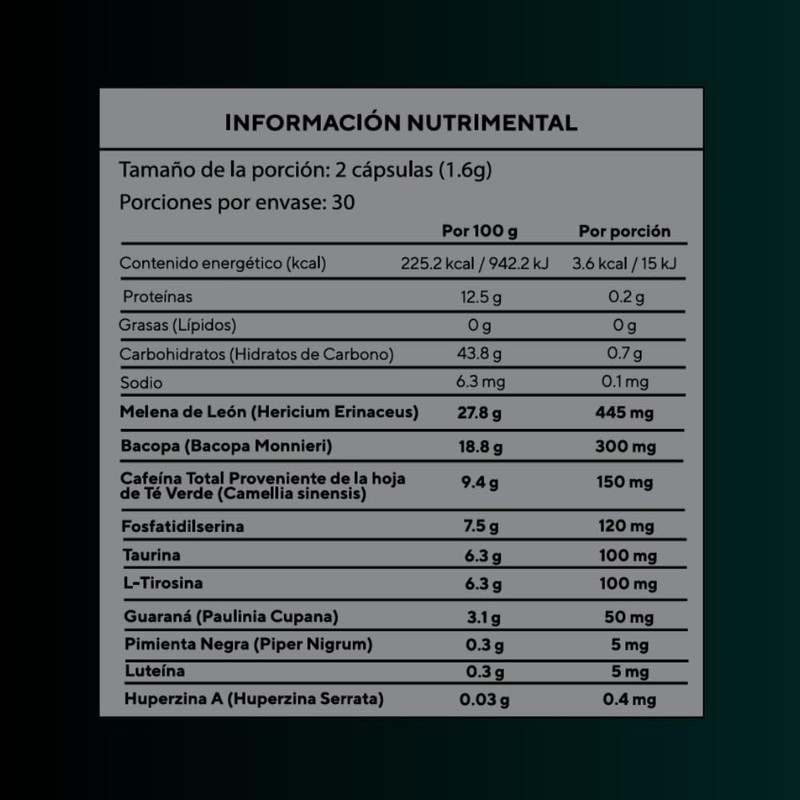 Focus Boost Black- Nootrópico Natural para Mejorar el Enfoque, Concentración