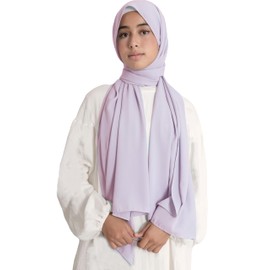 Lina & Lily Medina Silk Hijab Head Scarf Shawl Wrap for Muslim Women Non-see-through Non-slip (Lilac)