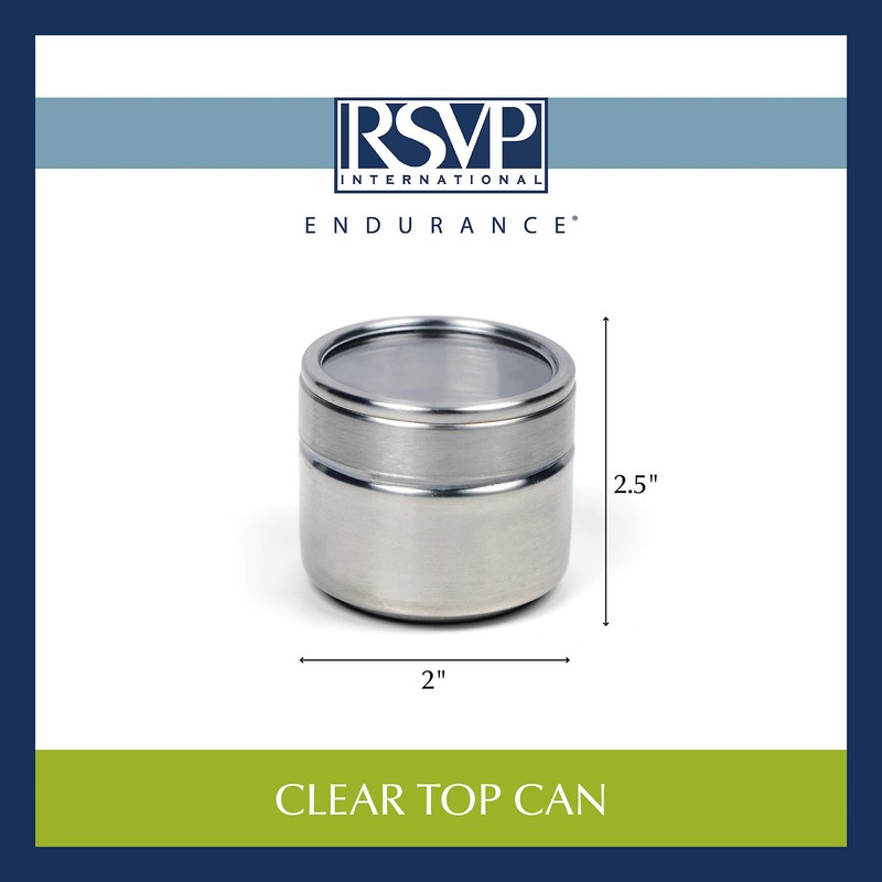 RSVP International Endurance Collection Small Stackable Metal Tins with Clear