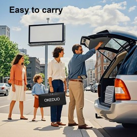 Projector Screen with Stand, OKEDUO 120 inch Portable Indoor Outdoor Projection Screen 16:9 4K HD, Double Sided Wrinkle-Free Light-Weight Movie Screen with Carry Bag for Backyard Movie Night