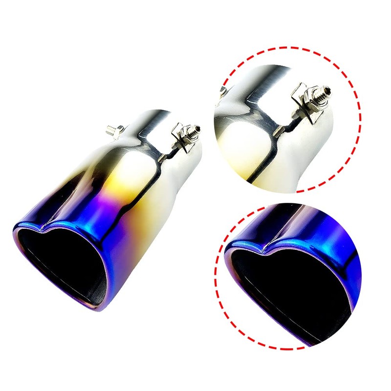 OtpOutopa Heart Shaped Exhaust Tips 2.5 Inch Inlet Tailpipe End