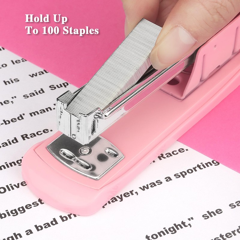 Stapler, Office Stapler, Desktop Stapler, Stapler for Desk(Pink)
