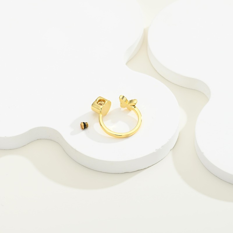 QGJNSGC Butterfly Urn Rings for Ashes for Women Heart Cremation