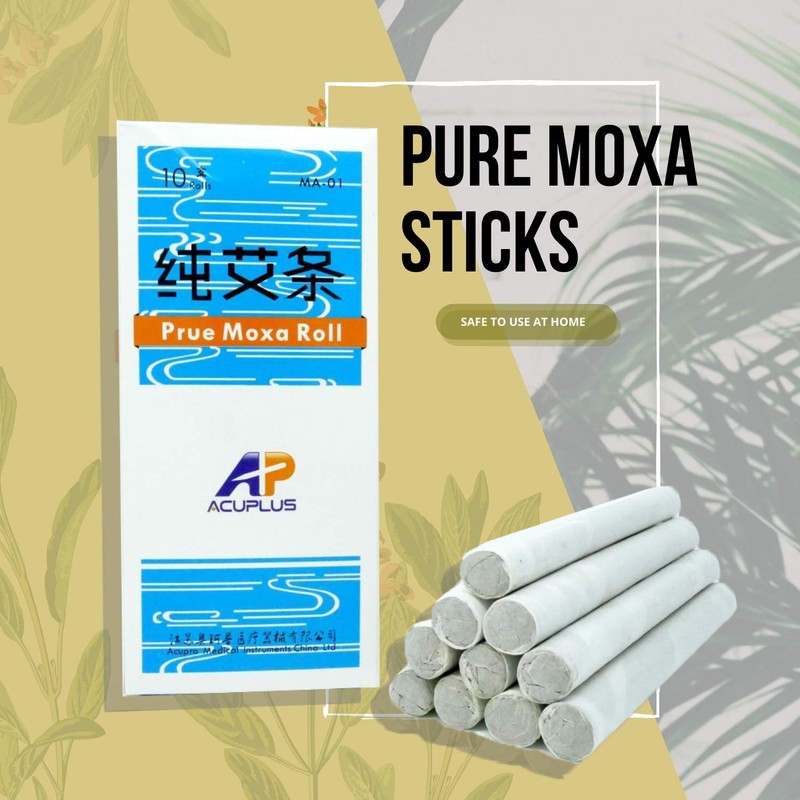 GinSen 10 Roll Pure Moxa Sticks for Moxibustion Therapy (Medical
