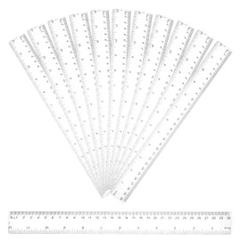 Coptiner 12 Pcs 30cm Rulers Set,12 Inch transparent Plastic Multipack Shatterproof Straight Clear Ruler Measuring Tool for Student School Office Teachers