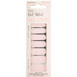 Ardell Nail Addict Nail Strips, Kiss Me Quick Nail Wraps, No LED Lamp Needed, Long-Lasting Gel Nail Stickers, 16 Strips with Mini Nail File & Wood Stick