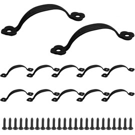 Auvotuis 12Pcs Black Barn Door Handles, Zinc Alloy Gate Pull Sliding Door Handles for Cabinet, Drawer and Closet(2.64 Inch Hole to Hole, 3.15 Inch Total Length)