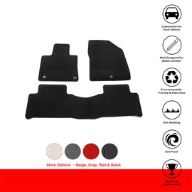 IKON MOTORSPORTS, Floor Mats Compatible with 2021-2025 Kia Sorento 4DR, Black Nylon OE Fitment Style Front & Rear Floor Mats Anti-Slip Carpets Replacement 3PCS, 2021 2022 2023 2024