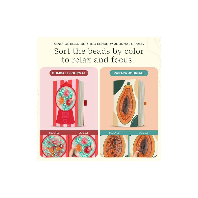 Lifelines Sensory Bead Journals, Papaya & Gumball 2 Pack Set