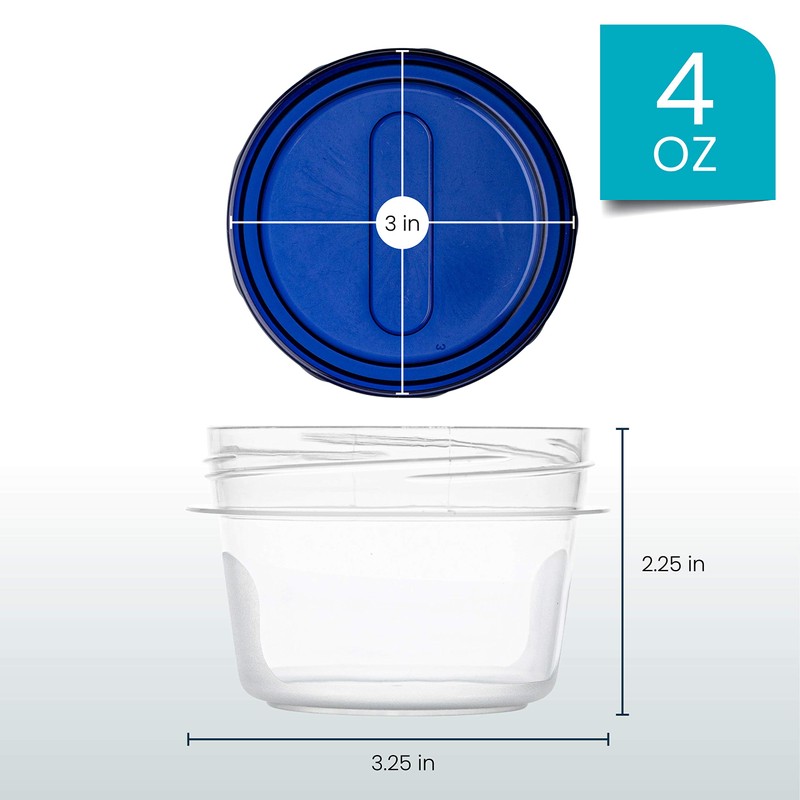 PLASTICPRO Deli Containers Clear bottom With blue Top Twist on