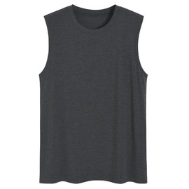 Latuza Men's Bamboo Viscose Sleep Tank Top Sleeveless Pajama Shirt XXL Dark Gray