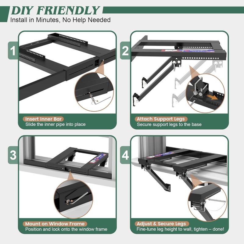 Marudina Upgraded No-Drill Window AC Bracket, Adjustable Window Air Conditioner