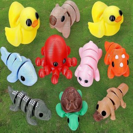 TUBAWD 10 Pcs 3D Printed Animals, 3D Printed Fidget Toy, Movable Joint 3D Printed Toys Different Animal Shapes for Home and Office Decoration Photographic Prop