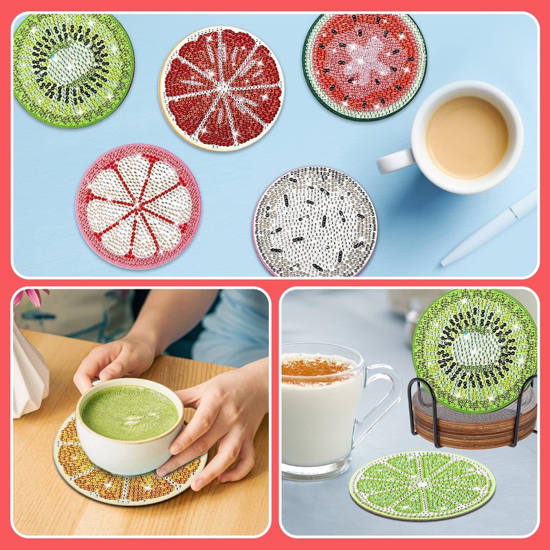 Sesaver 13 Pcs Art Cup Mat Fruit Pattern Art Cup