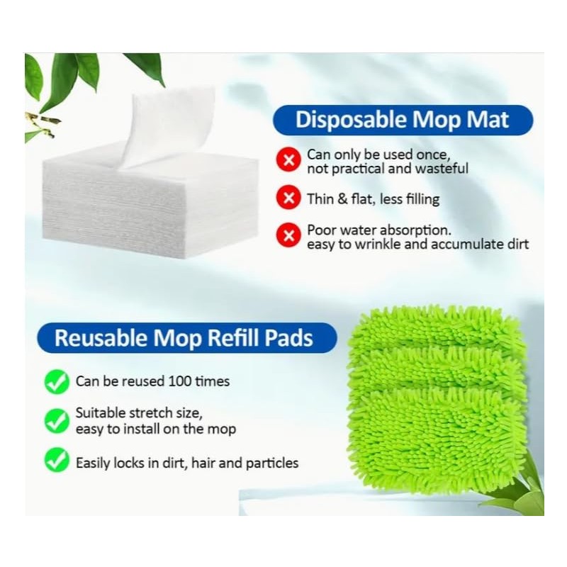 Microfiber Mop Pads Compatible with Swiffer Sweeper 4 Pack Dry