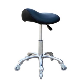 FRNIAMC Professional Saddle Stool with Wheels Ergonomic Swivel Rolling Height Adjustable for Clinic Dentist Beauty Salon Tattoo Home Office (Black)