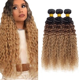 Brown Human Hair Bundles #27 Water Wave Bundles 16 16 16 inch Double Weft 3 Bundles Honey Blonde Human Hair Bundles #4 Water Wave Bundles Ombre Brown Bundles
