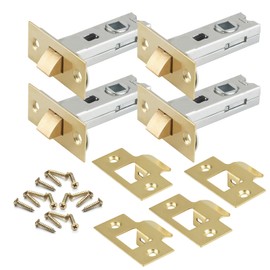 Flatro Brass Tubular Latch Mortice 65mm | Pack of 4 | Door Latch for Kitchen, Bathroom, Cabinet & Shed Locks | Compatible with Various Door Lock Handles