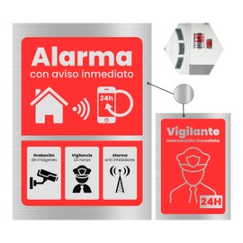 TECET® Set of 2 Aluminium Alarm Poster | Security Security Alarm Poster | Security and Deterrent Sign