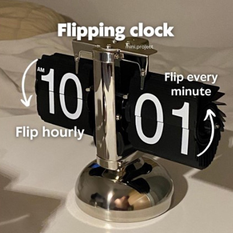 Digital Flip Down Clock Retro Minimalist Single Foot Mechanical Auto