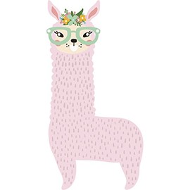 Cute Adorable Kawaii Nerdy Pink Llama Alpaca Cartoon Vinyl Decal Sticker