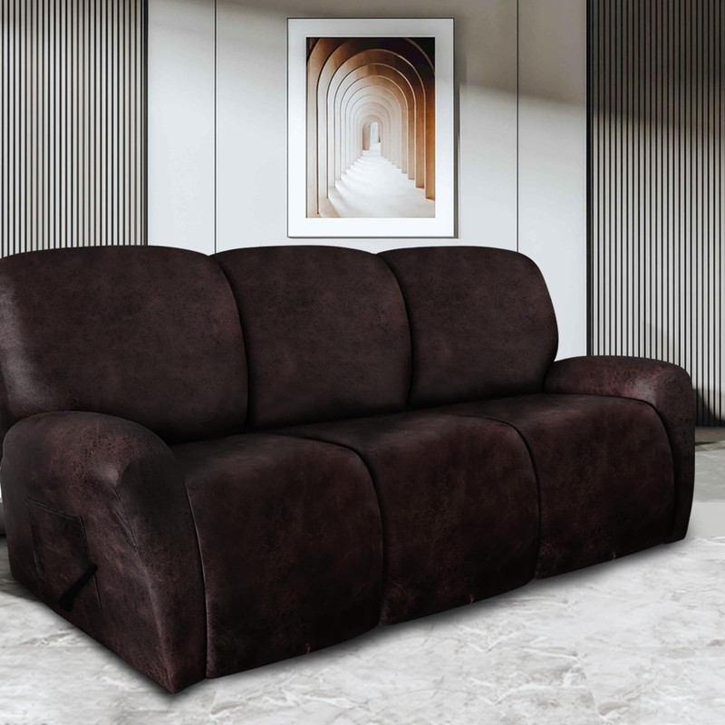 ANARACHON Leather Look Recliner Couch Cover 8-Piece Recliner Sofa Slipcovers