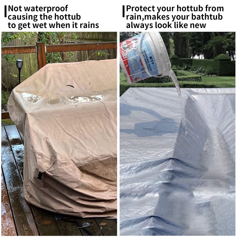 UCEDER Waterproof Hot Tub Cover 170G Polyethylene Spa Cover and