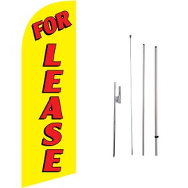 GLOBAL ADVERTISING SOLUTIONS For Lease 6ft Feather Flag Eye Catching Banner Sign for Business and Marketing Complete Set with 8ft Pole Kit Travel Bag and Ground Spike (Yellow)