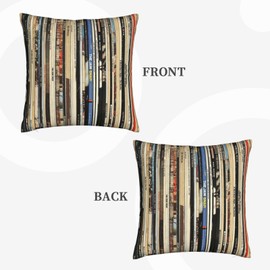 Wreioau Classic Rock Vinyl Records Throw Pillow Case Square Decorative Pillow Cover for Home Decor Sofa Living Room Couch Bed Car Cushion Cover 18"X 18"