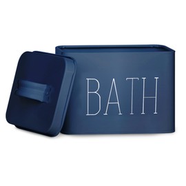 Lola Creates Co Farmhouse Bathroom Organizer - Tampon Storage, Bathroom Storage Box for Organization - Decorative Countertop, Under Sink, Cabinet or Shelf Organizers for Cosmetics, Accessories (Blue)