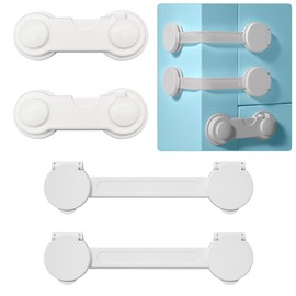 RINGSUN Child Safety Locks, 4-Pack Child Locks for Cabinets and Drawers, Baby Proofing Buckle Strap for Baby Safety, White