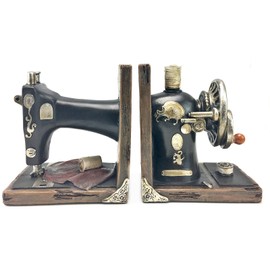 Bellaa 21383 Decorative Bookend Book Ends Sewing Machine Vintage Bookshelves Shelves Books Stopper Home Office Library Study Decor Heavy Duty Non Skid 6 Inch