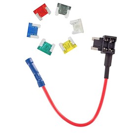 Car Motor ADD Circuit Blade Style Fuse Adapter Cable Add-A-Circuit Fuse Holder APS ATT Low Profile ATM LP FUSETAP TAP with 7 Fuses Set 5, 7.5, 10, 15, 20, 25, 30 AMPS - Mini Size ｡ｭ