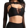 Yunison See Through Mesh Crop Rave Tops with Buckle Long