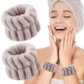 Sibba Women's Face Washing Bracelets Absorbent Wrist Towels Wrist Sweatband for Girls Prevent Water from Running Down Your Arms (Coffee)